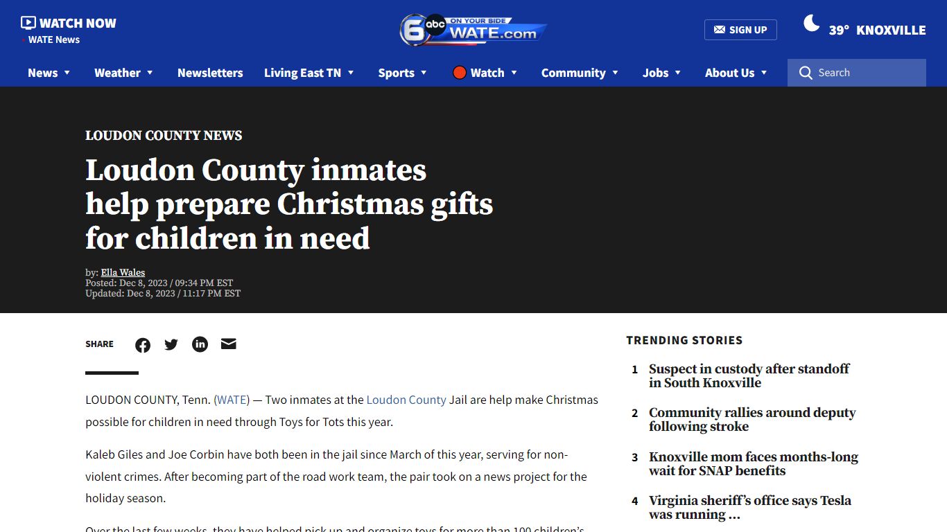 Loudon County inmates help prepare Christmas gifts for children in need ...